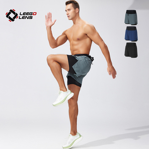 Pantalones Cortos de <span class=keywords><strong>Running</strong></span> 2 en 1 para Hombre OEM con Soporte para <span class=keywords><strong>Bastones</strong></span> de Trekking, Cintura Elástica, Transpirables, de Secado Rápido, Sólidos, para <span class=keywords><strong>Trail</strong></span>, Maratón y Senderismo - Product Image 3