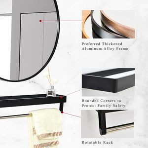 <span class=keywords><strong>Espejo</strong></span> de Maquillaje Decorativo <span class=keywords><strong>Dorado</strong></span> Moderno para Baño, <span class=keywords><strong>Redondo</strong></span>, de Aleación de Aluminio, Montado en la Pared, con Estante de Almacenamiento - Product Image 3