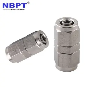 304 316L Stainless Steel Self-Locking Type Rapit Fittings Straight Union for 4mm 6mm 8mm 10mm 12mm 14mm 16mm OD Plastic Tubings
