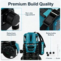 Nouveau niveau laser industriel et DIY à 5 lignes à 360 degrés avec batterie au lithium haute capacité, outil de nivellement