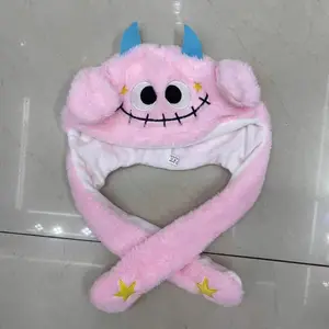 Niñas lindo Animal de peluche conejito sombrero niños Airbag orejas móviles LED luz hasta relleno Cosplay fiesta vestido de lujo sombreros de invierno