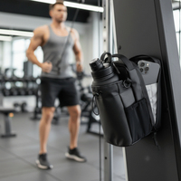Sac de sport magnétique pour bouteille d'eau, sac bandoulière pour hommes et femmes, porte-bouteille de sport avec poches de rangement et compartiments zippés