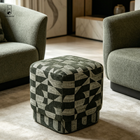 Pouf carré en tissu jacquard chenille abstrait, tabouret cube moderne pour salon, repose-pieds décoratif, banc décoratif – Vente en gros
