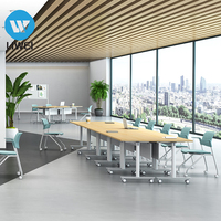 Table de formation pliante en bois moderne LIWEI avec mécanisme de rabat multifonctionnel pour les réunions de bureau et les salles de conférence