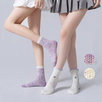Chaussettes de yoga antidérapantes pour femmes, motif pied-de-poule, fleur de vigne brodée, chaussettes de sport tricotées, chaussettes de Pilates antidérapantes