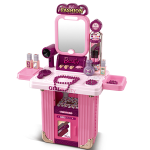 Portable 3-in-1 Suitcase for Girls Makeup Play Toy Set Beauty Salon Carry Case Dresser <strong>Kit</strong> for Children's Pretend Play Beauty - Product Image 5