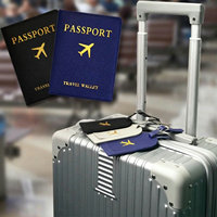 Set de Porta Pasaportes y Etiqueta de Equipaje de PU con Estampado Dorado en Caliente, Cartera para Documentos de Viaje, Correa Ajustable, Etiqueta de Equipaje con Logotipo Personalizado