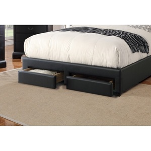 Modern Luxurious <b>Queen</b> <b>Size</b> Soft <b>Bed</b> Storage Drawers Faux Leather Upholstery Eco-Friendly Durable Construction-Elegant Bedroom - Product Image 4