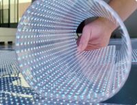 Film LED transparent auto-adhésif flexible pour affichage numérique en magasin et vitrines de centres commerciaux, utilisation intérieure/extérieure