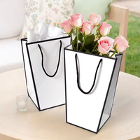 Sac à fleurs en papier trapézoïdal personnalisé avec poignée, emballage cadeau floral pour fleuriste, boutique de détail