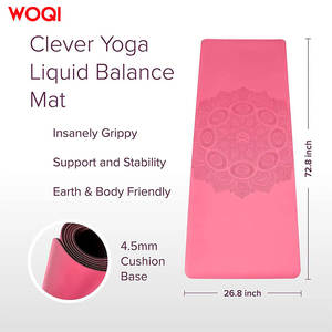 Tapis de yoga Woqi 6 mm d'épaisseur, matière TPE, couleur pêche, rectangulaire, pour yoga, pilates, fitness, entraînement à domicile - Product Image 3