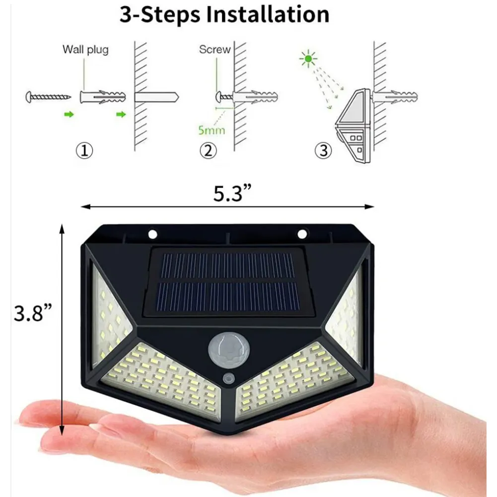 Yüksek kaliteli açık güneş enerjili bahçe lambası 3 çalışma modu su geçirmez güneş enerjili hareket sensörü sensör dış mekan ışıkları güneş ışıkları açık