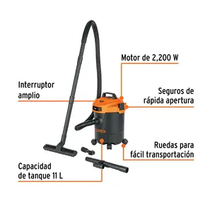 Master con 4 unità vuoto bagnato e secco, 3 gal, plastica, nero - Product Image 2