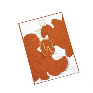 Invitations de mariage en <span class=keywords><strong>feuille</strong></span> découpée au laser vert olive et or, avec enveloppes, pochettes, couvertures, Sweet 16, 5x7, invitation - Product Image 5