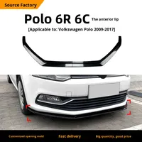Kit de carrocería divisor de alerón delantero VW Volkswagen Polo 6R 6C 2009-2016 fibra de carbono ABS difusor de parachoques brillante actualización Exterior