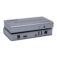 Extender KVM HDMI Metal 4K 30Hz 120M, Transmitter dan Receiver HDMI, Mendukung IR, Keyboard, dan Mouse