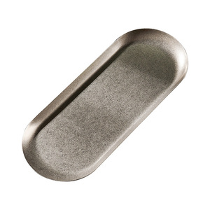Plateau de service ovale <span class=keywords><strong>vintage</strong></span> en acier inoxydable, plusieurs tailles, plateau en métal pour aliments, desserts, barbecue, rangement de bijoux, maison, cuisine, restaurant - Product Image 1