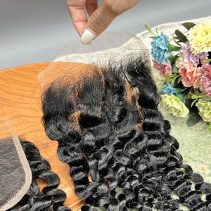 Lace HD transparente pré-épilée 5x5 13x4 13x6, cheveux humains vietnamiens 100% non traités, bouclés profonds, frontal <span class=keywords><strong>et</strong></span> closure - Product Image 4