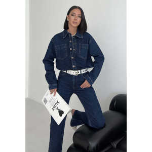 Combinaison en jean classique Xlove, taille haute, jambes larges, salopette pour femmes, 100% coton, lavable, style simple et tendance - Product Image 6