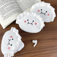 En gros Porte-monnaie en peluche mignon en forme de dumpling, doux et moelleux, pochette zippée avec broderie, cadeau pour filles