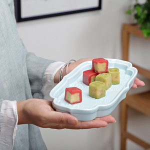 Plato de cerámica retro chino para frutas, forma irregular, estilo zen, bandeja de té para fiestas en casa. - Product Image 3