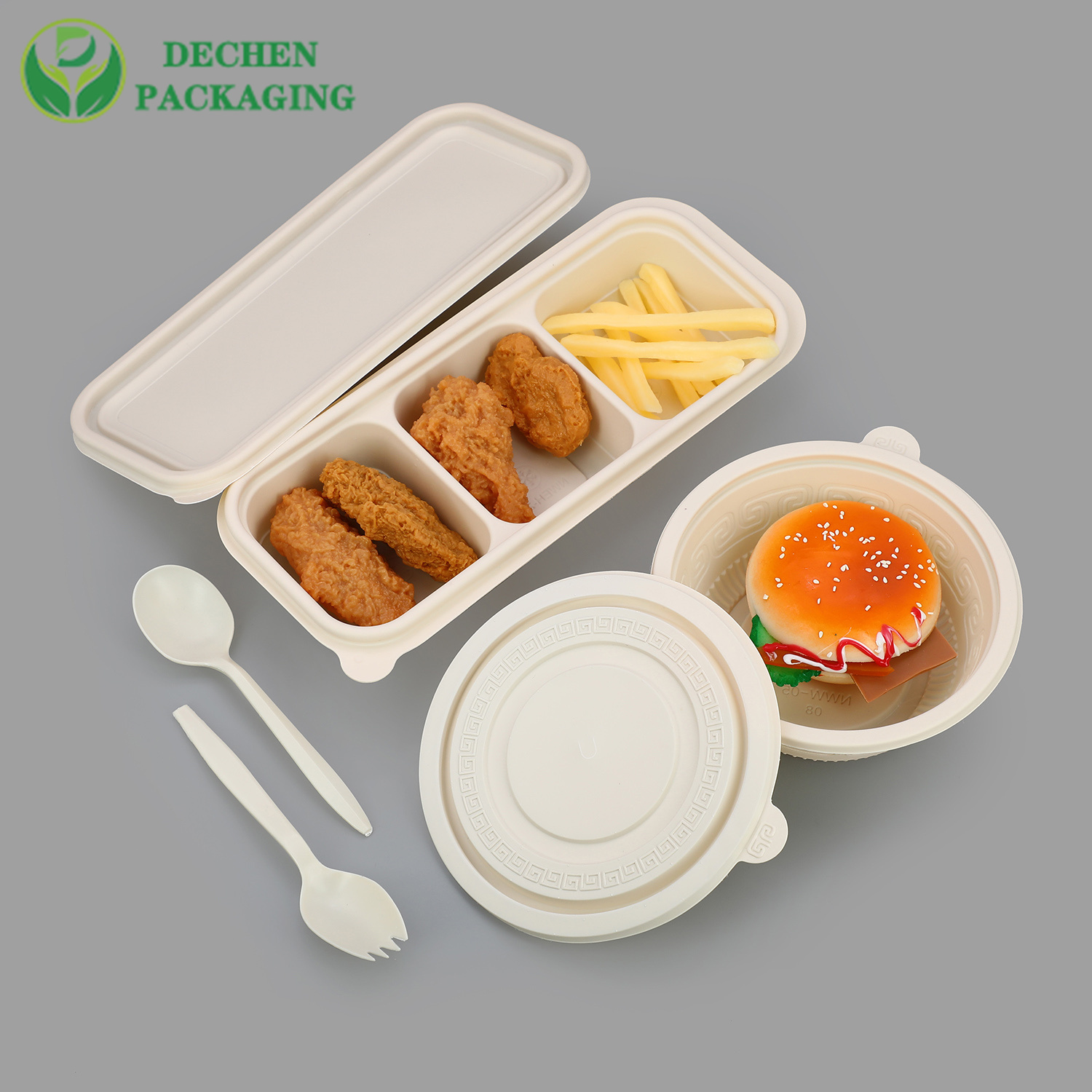 Disposable Bowl For Pets Salad With Lid Take Away Biodegradable