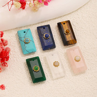 Pendentif rectangulaire classique en pierre précieuse pour carte de tarot - Cartes en pierre naturelle facettée colorée pour la création de pendentifs DIY unisexe