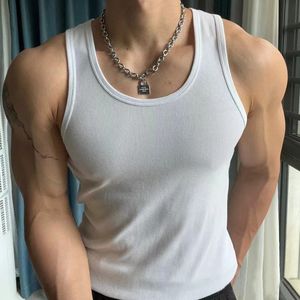 Pack of 3 Spandex <b>White</b> Tight Muscle Man <b>Vest</b> Ribbed Gym Mesn tank Top <b>Men</b> - Product Image 2