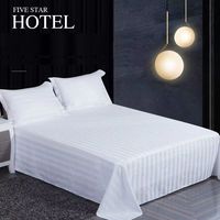 Vente en gros à Guangzhou, ensemble de literie de luxe pour hôtels 5 étoiles, blanc, rayé 3 cm, 300TC, 100% coton