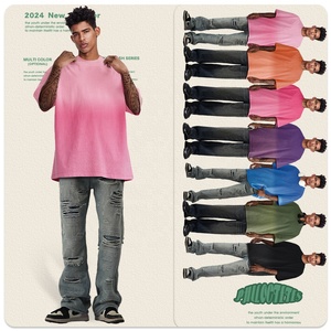 Camiseta Oversize de Algodón Puro Transpirable de Manga Corta para Hombre y Mujer, Estilo Retro Lavado, con Estampado de <span class=keywords><strong>Mono</strong></span> Degradado, Top de Moda Transfronterizo - Product Image 2