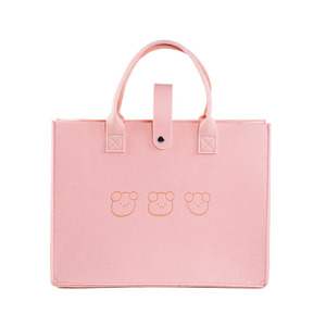 Sac fourre-tout rectangulaire en feutre non tissé, motif ours en peluche, style épaissi, grande capacité, sac portable anti-peluches - Product Image 1