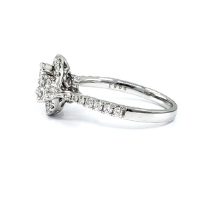 Fine Beautiful High End 14k Solid White Gold Natural Diamond Round Detailed Cluster Wedding Band Rings For Party Gifts - Product Image 3