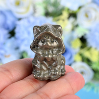 Pierre de guérison naturelle en cristal, mini chat de sorcière sculpté pour décoration d'Halloween, vente en gros