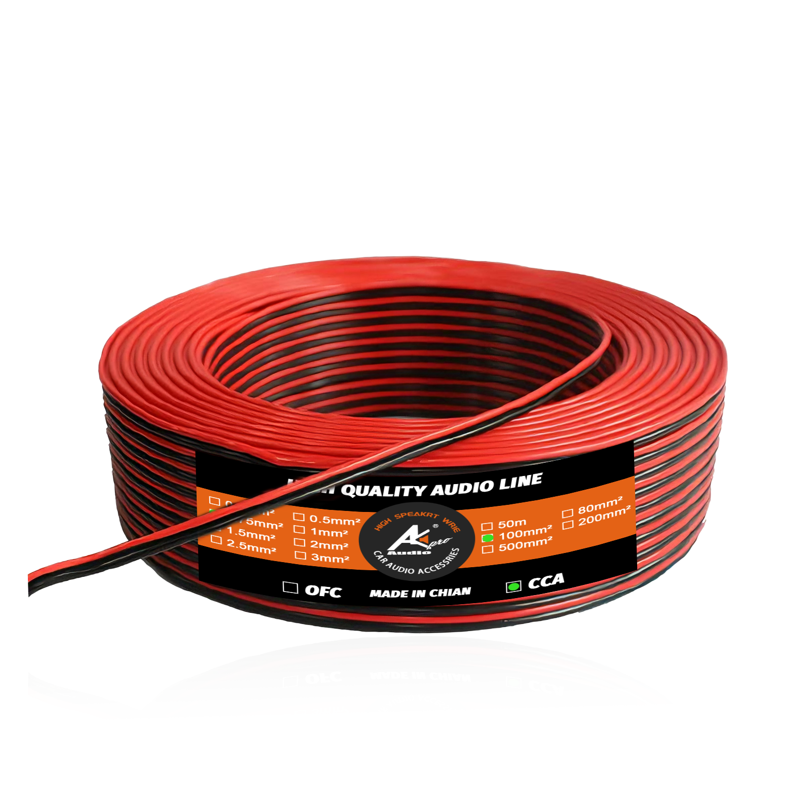 100 Metros Cable Altavoz CCA 2x4.00mm² Sonero: Flexible, Resistente A Pliegues, Rojo/Negro Para HiFi Y Coche