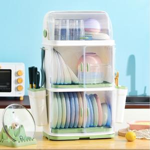 ชั้นวางจานหลายชั้นแบบมีฝาปิด ขนาดใหญ่ รูปทรงสี่เหลี่ยม สำหรับเก็บภาชนะบนโต๊ะอาหาร ชาม จาน จากเจียหยาง - Product Image 5