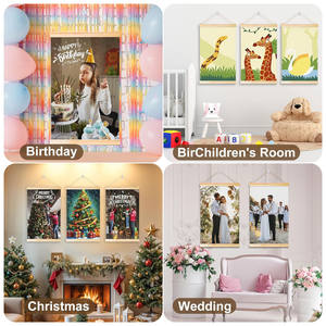 Cintre de cadre d'affiche en bois personnalisé, art mural personnalisable Photos texte Logo toile oeuvre salon chambre suspendu manche en bois - Product Image 6