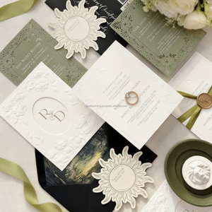 Custom Sculpted Embossed Cotton <b>Paper</b> Invitation Cards with Raised and Blind Emboss <b>Printing</b> Large-format for Special Events - Product Image 2