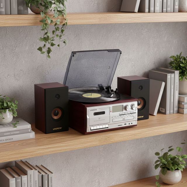 Factory Hot Sale Technics Turntable Vinyl Record Player&Cassette Player &CD player with CD,Cassette,USB,SD,BT,Radio & Recording