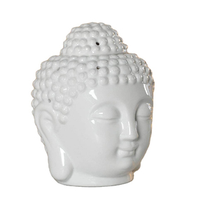 Bruciatore di olio essenziale testa di Buddha con cucchiaio di candela bianco, bruciatori di fusione di cera per aromaterapia diffusore di olio Tealight Candle Hol - Product Image 1