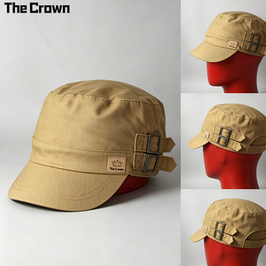 Custom Logo <b>Flat</b> Top Cadet Style Cap Wholesale Bulk Canvas Workwear Adjustable <b>Hat</b> With Side Metal Buckle Manufacturer - Product Image 3