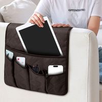 Sac de rangement pour accoudoir de canapé en polyester moderne et écologique à 5 poches avec design réglable pour magazines et télécommande