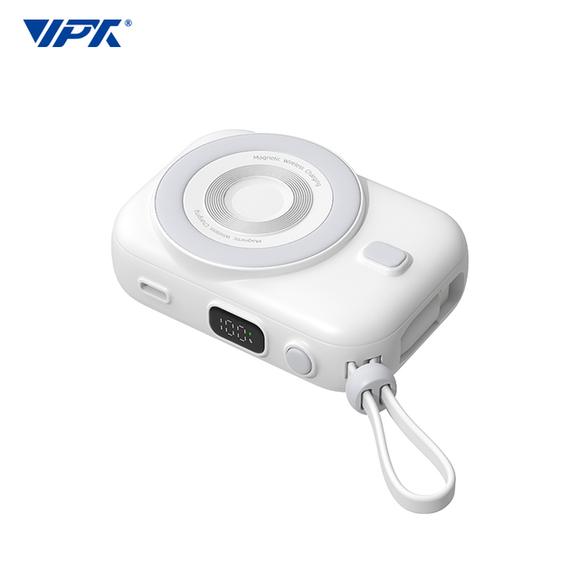 Hot Sale With Cable Powerbanks Magnetic 8000mah 10000mah Mini Small Size Portable Charger Type C Pd Wireless Charging Power Bank
