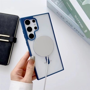 Vente chaude Support Sans Fil Charge Téléphone étui de luxe Magnétique Métal Antichoc Téléphone étui pour <span class=keywords><strong>Samsung</strong></span> <span class=keywords><strong>S23</strong></span> <span class=keywords><strong>Plus</strong></span> S24 Ultra S25 - Product Image 5
