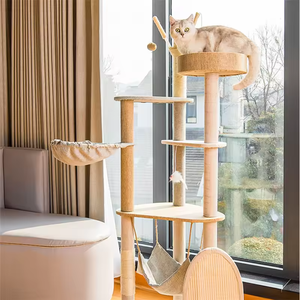 Pohon Kucing Kayu Besar Bertingkat dengan Tiang Garukan Sisal, Bingkai Panjat Kucing, Tempat Tidur Kucing, Menara Pohon Kucing - Product Image 6