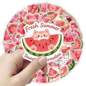 50 pegatinas de sandía de verano con dibujos animados, bonitas pegatinas de frutas de vinilo ecológicas e impermeables para decoración DIY de portátiles, teléfonos, maletas y álbumes de recortes - Product Image 1