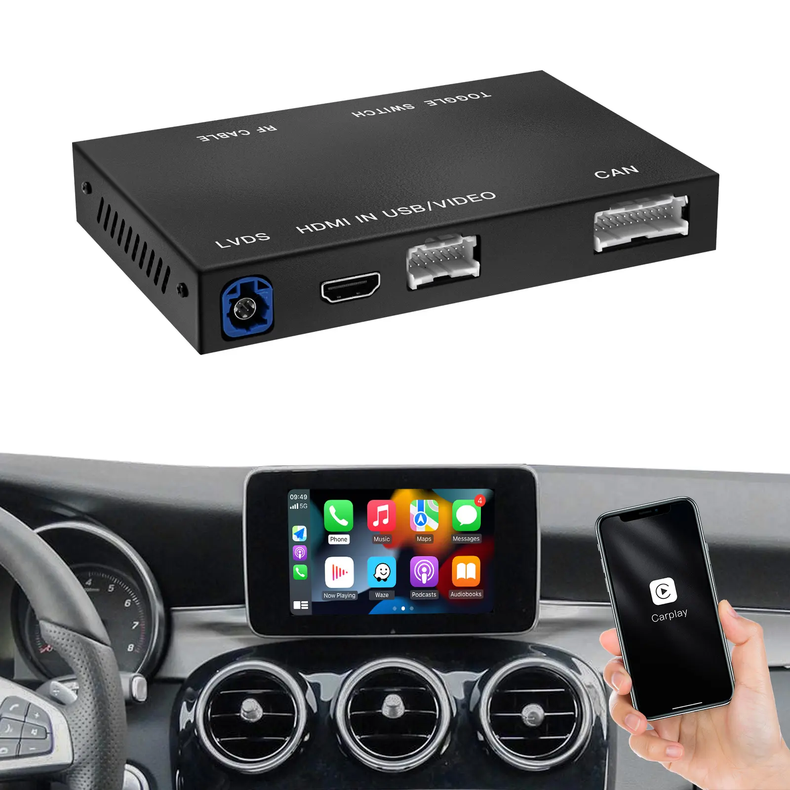 Autoabc Auto Radio Speler Draadloze Carplay Box Voor Mercedes Benz Sprinter W176 W212 Ntg4.5 Ntg5.0 Draadloze Android Auto Video