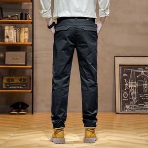 Nouveaux hommes tendance Street Style mince Tube droit <span class=keywords><strong>pantalon</strong></span> tout lavé 100% <span class=keywords><strong>coton</strong></span> costume décontracté <span class=keywords><strong>pantalon</strong></span> taille moyenne couleur lavage taille XL - Product Image 2
