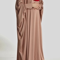 Abaya une pièce pour femmes musulmanes, robe de prière, col rond, manches chauve-souris, robe longue maxi islamique de Dubaï, robe ample respirante (6210)