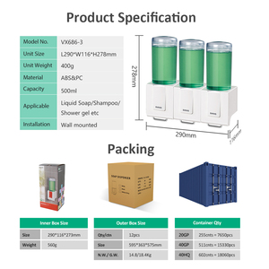 SVAVO Hôtel <span class=keywords><strong>Triple</strong></span> <span class=keywords><strong>Distributeur</strong></span> De <span class=keywords><strong>Savon</strong></span> Manuel Shampooing <span class=keywords><strong>Distributeur</strong></span> Pomme De Douche <span class=keywords><strong>Distributeur</strong></span> De <span class=keywords><strong>Savon</strong></span> - Product Image 6