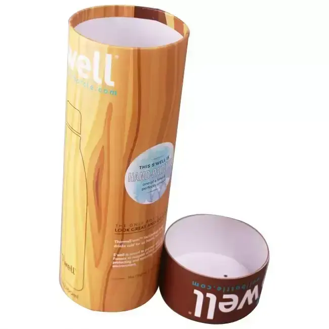 Own Design Printing 2 Piece Tube Top Set Containers Cylinder Packaging Box Paper Tube For Water Bottle